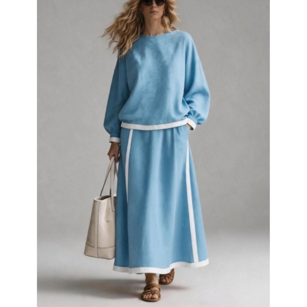 Women'S Fashion Sweatshirts - Damski jesienny nowy patchworkowy komplet: bluza