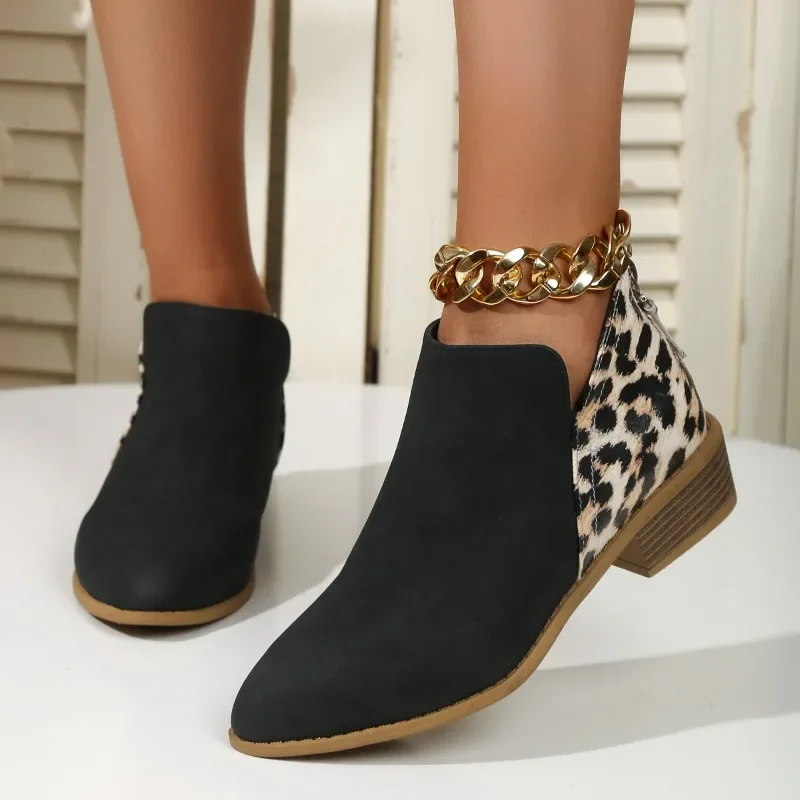 Women'S Fashion Ugg Boots - Nowa moda Patchwork Leopard Ankle Boots