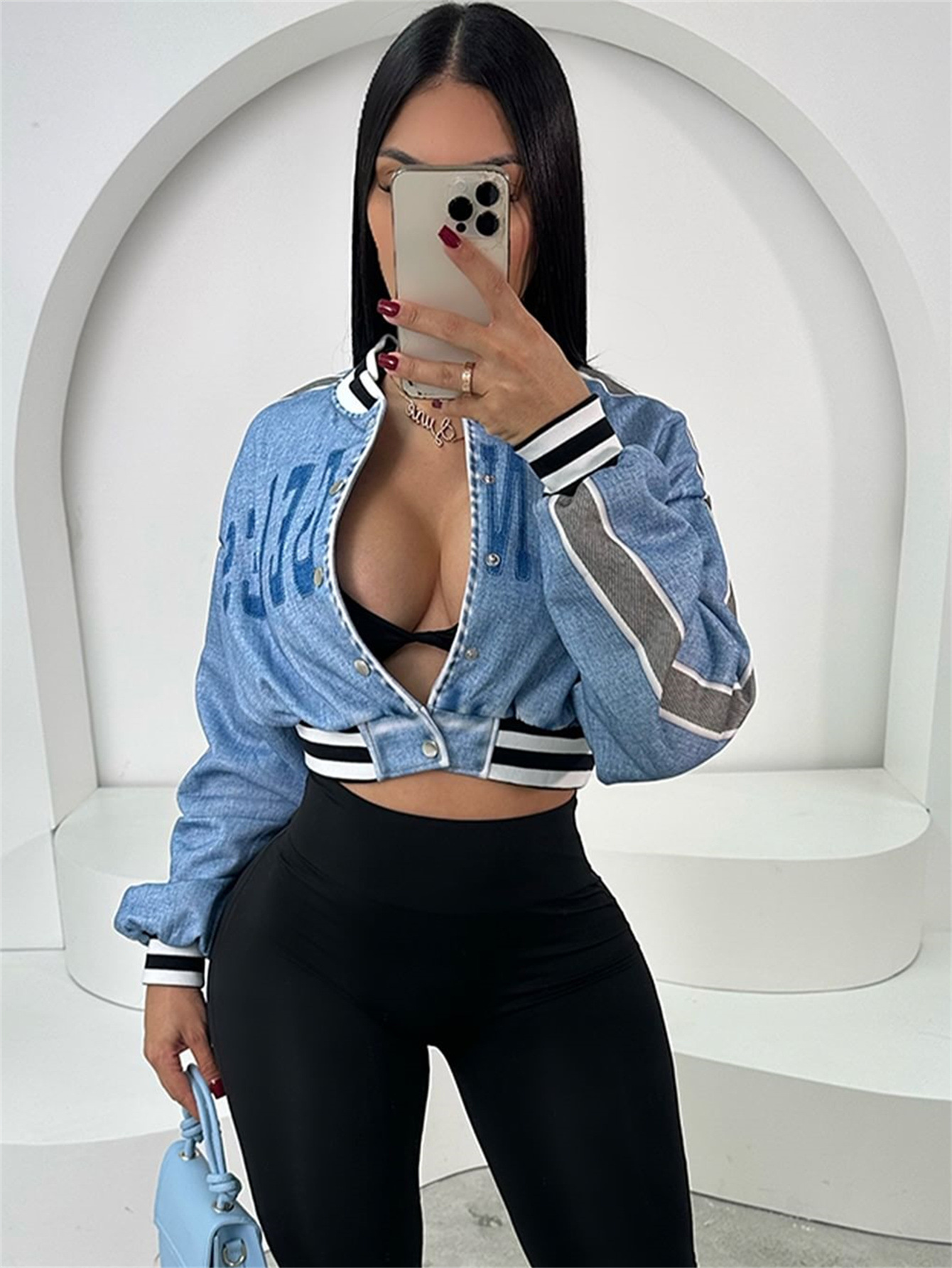 Women'S Fashion Bomber Jacket - Kurtka bomberka dżinsowa w stylu euroamerykańskim,