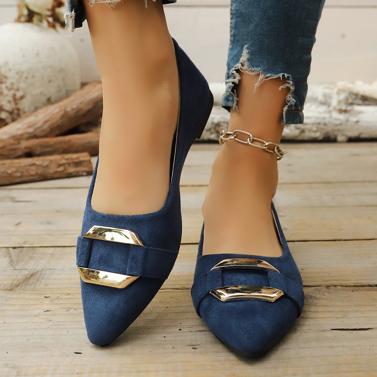Women Fashion Heels - Eleganckie, seksowne, szpiczaste buty na niskim