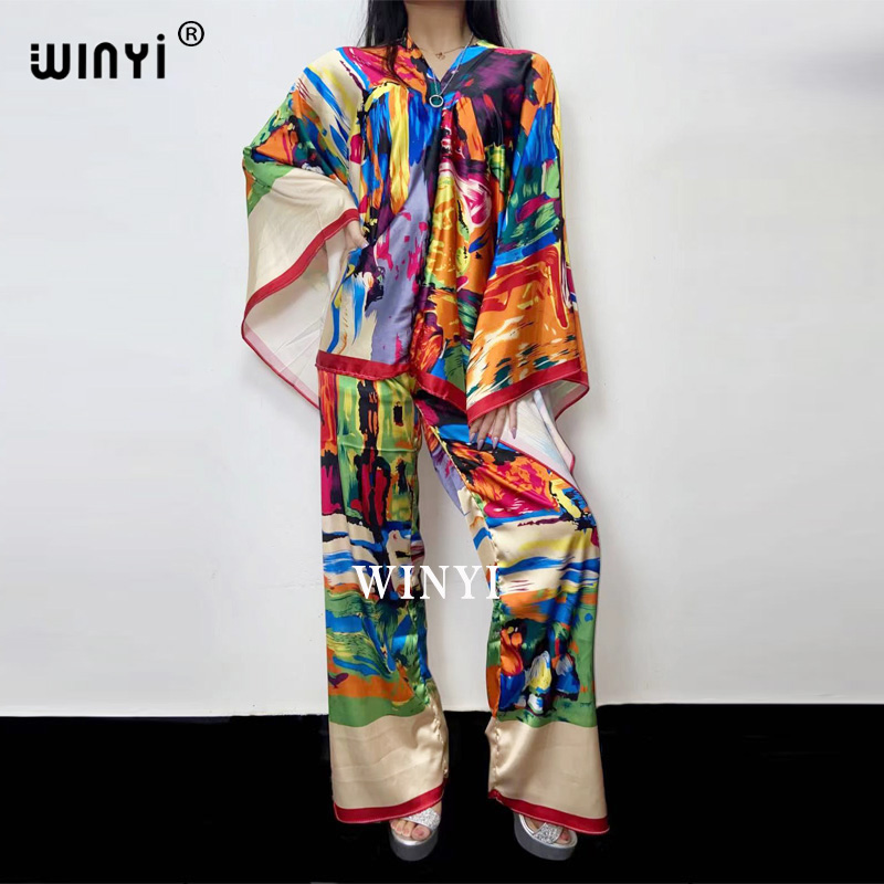 Women Fashion Over 50 - WINYI dwuczęściowy garnitur artystyczny nadruk ponad