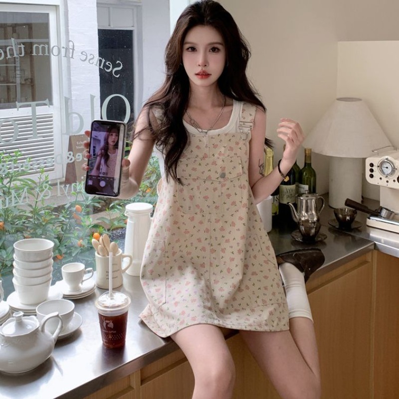 Women'S Fashion Overalls - Letnia sukienka dżinsowa na ramiączkach, optycznie