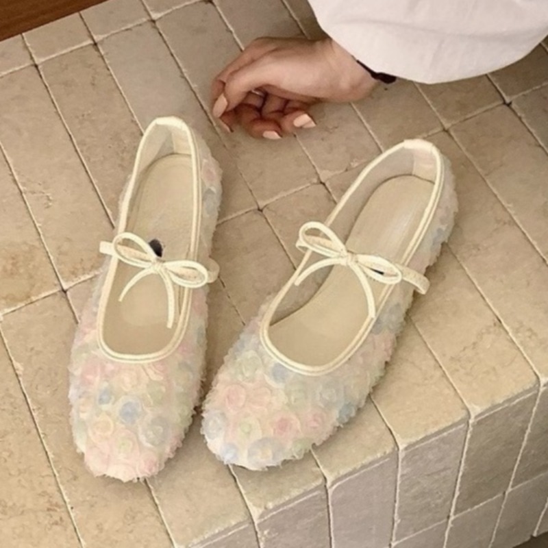 Women Fashion Heels - Delikatne Nowe Chińskie Różane Siateczkowe Baleriny