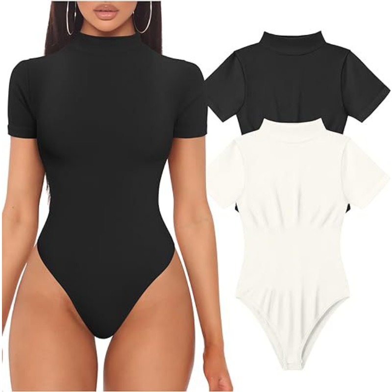 Turtleneck Bodysuit - Body z golfem z krótkim rękawem