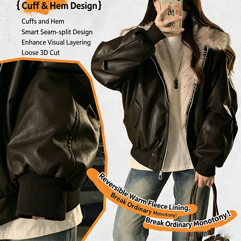 Zimowa gruba, ciepła kurtka z  – Women'S Fashion Bomber Jacket recenzja i cena