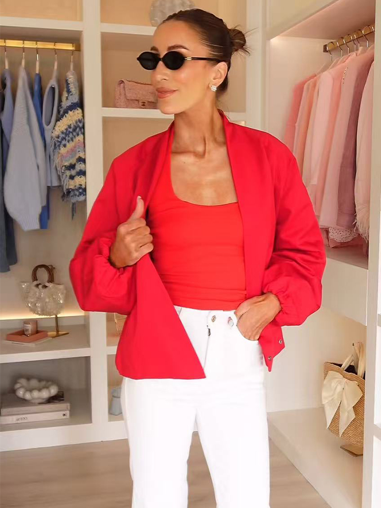 TFMLN Modna Czerwona Krótka Ku – Women'S Fashion Bomber Jacket recenzja i cena