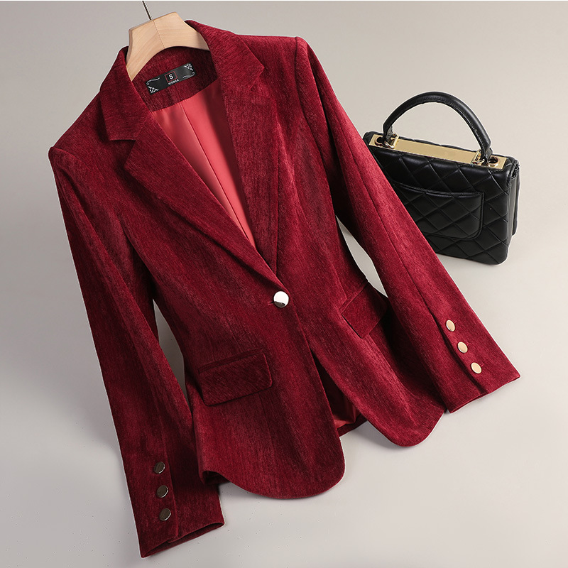 Żółta Złota Aksamitna Marynark – Velvet Blazer Women recenzja i cena