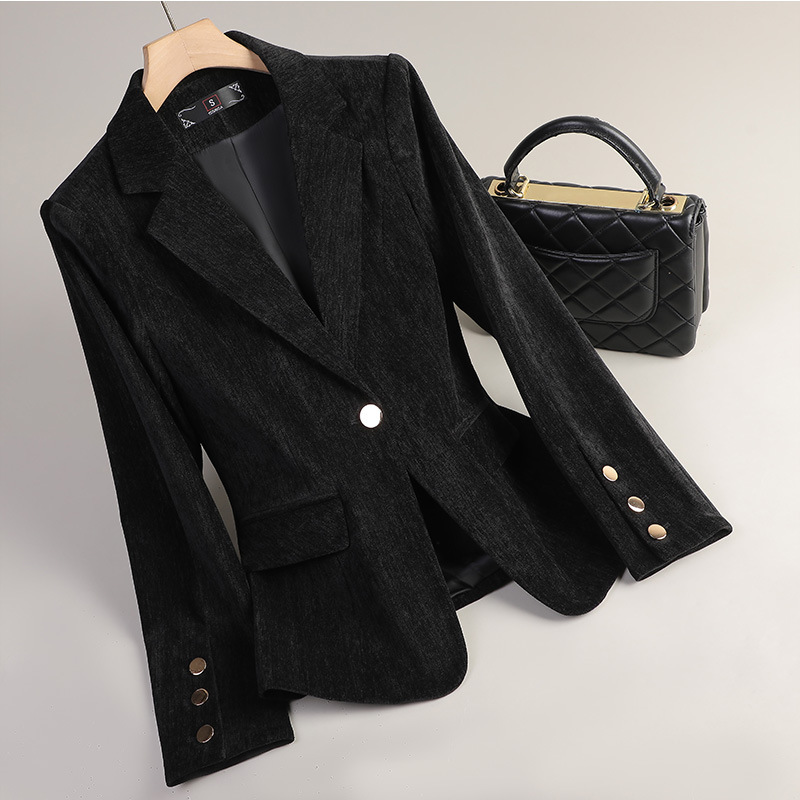 Żółta Złota Aksamitna Marynark – Velvet Blazer Women recenzja i cena