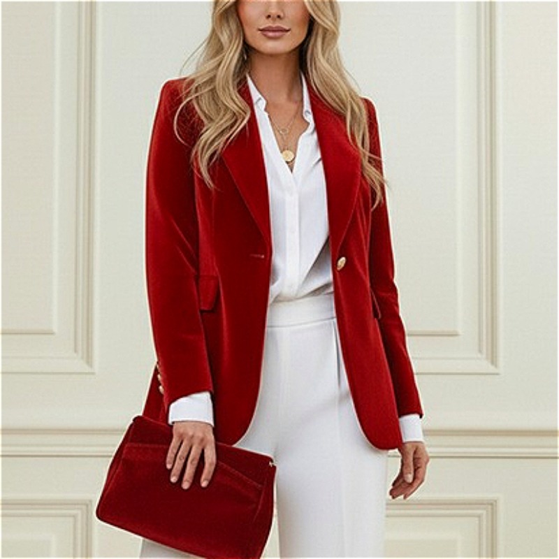 Damska aksamitna marynarka z p – Velvet Blazer Women recenzja i cena