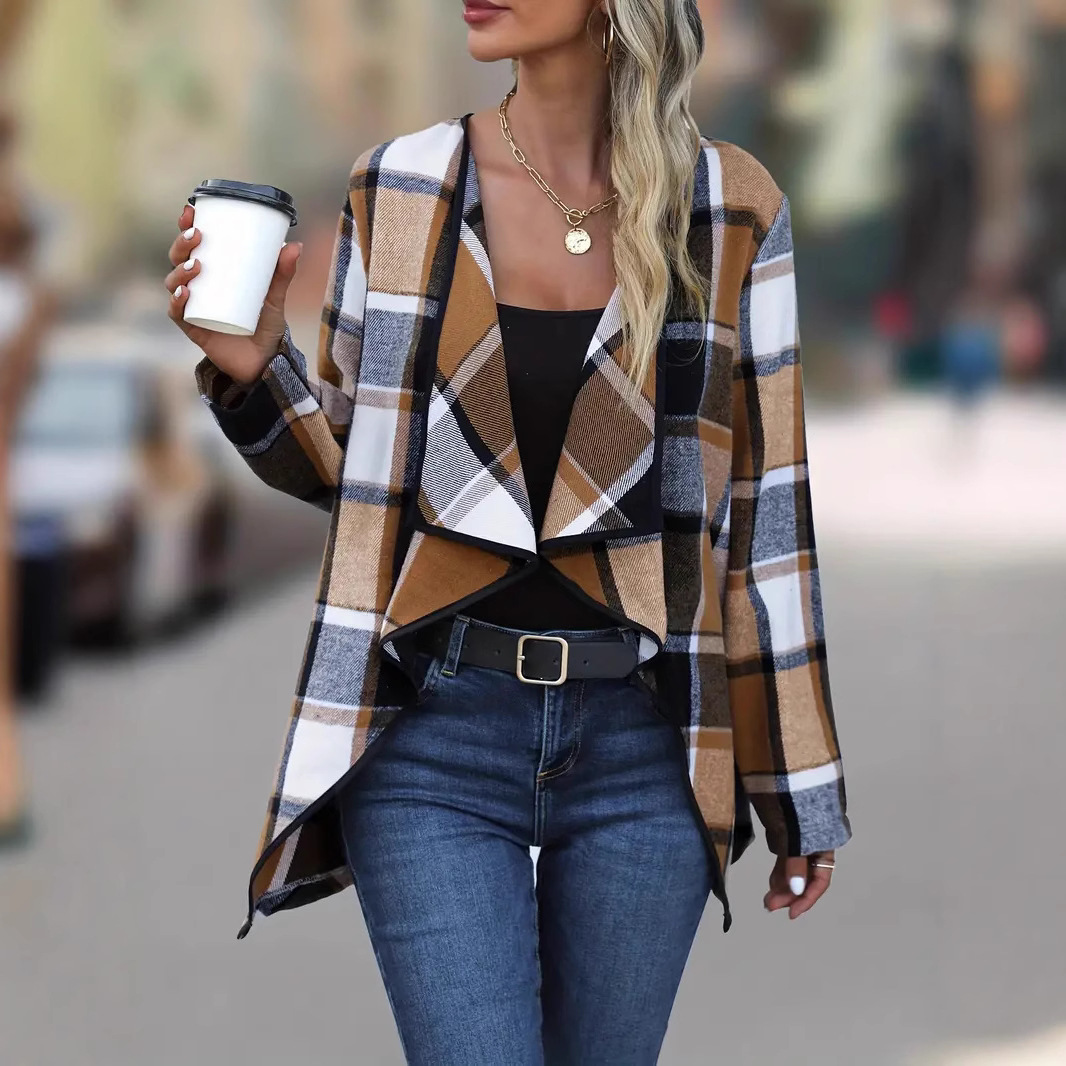 Kardigan w kratę z kontrastowy – Women'S Fashion Jackets Amazon recenzja i cena